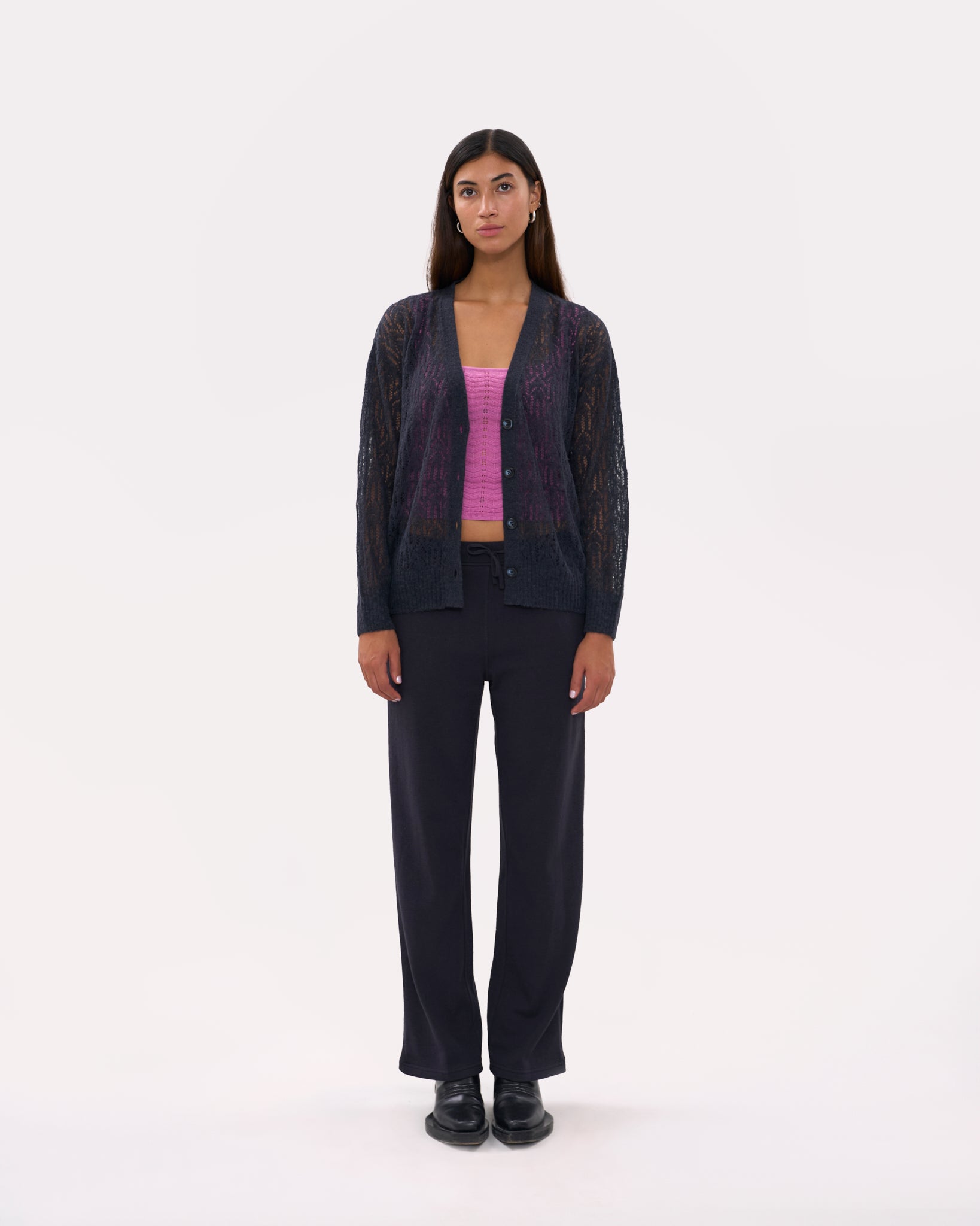 Aranita V Neck Cardigan - Black