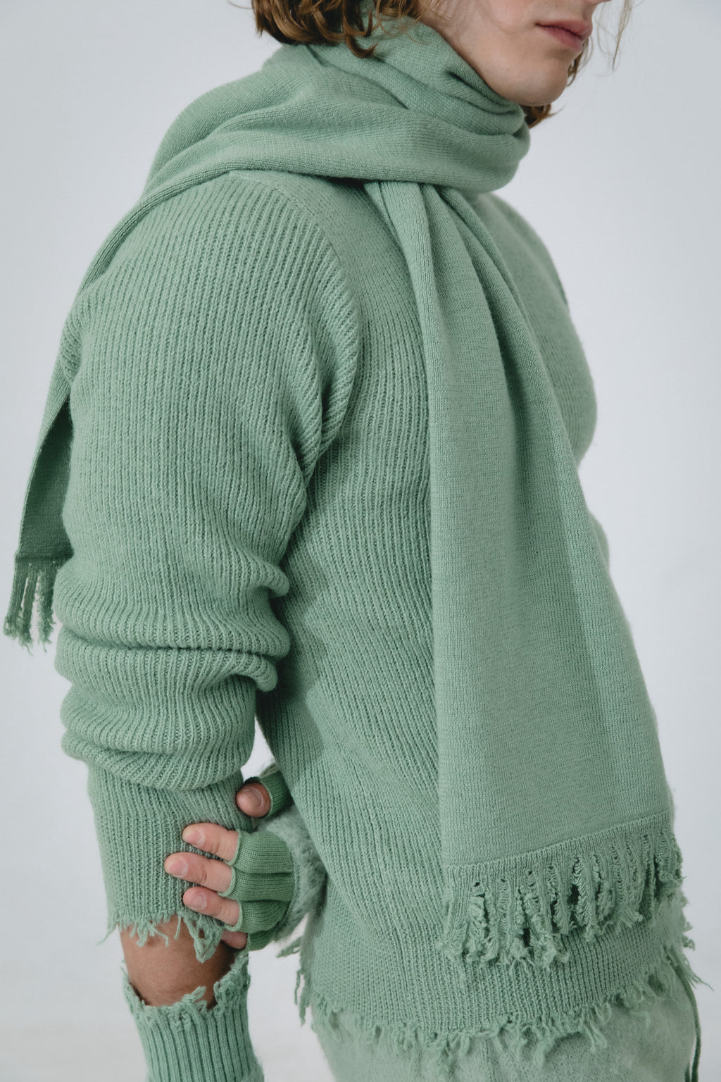 La Granni x Gabriele Three-Way Knit Scarf - Green