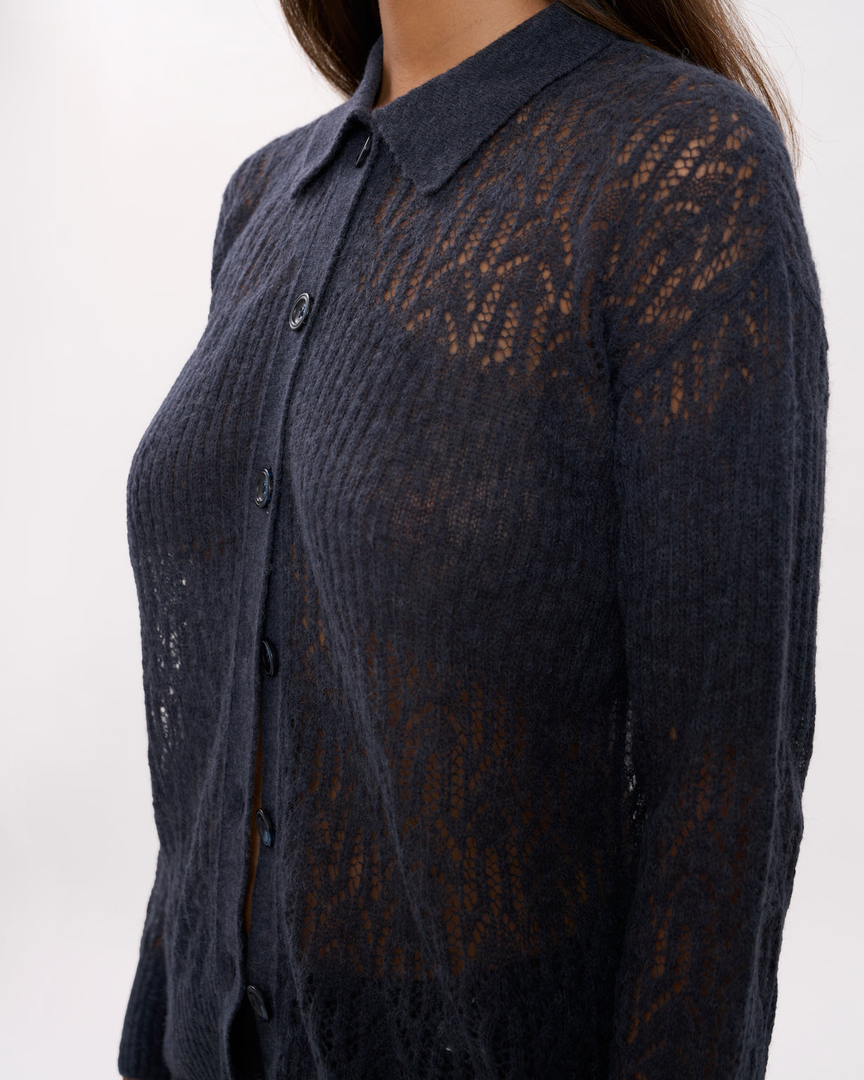 Arañita Collared Cardigan - Black