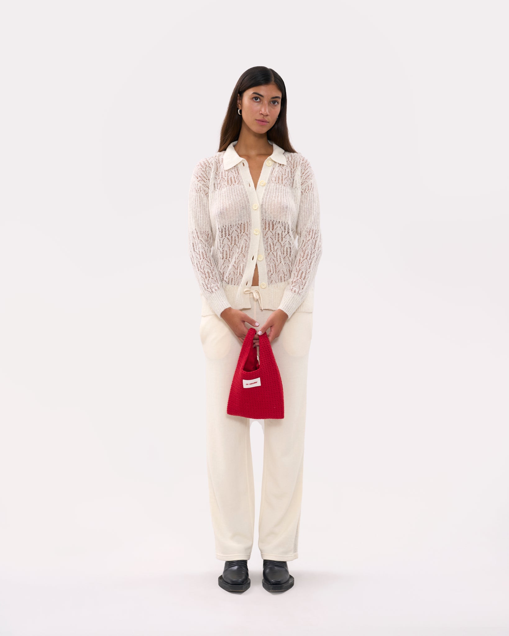 Aranita Collared Cardigan - Cream