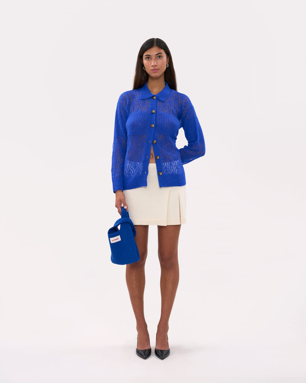 Aranita Collared Cardigan - Blue