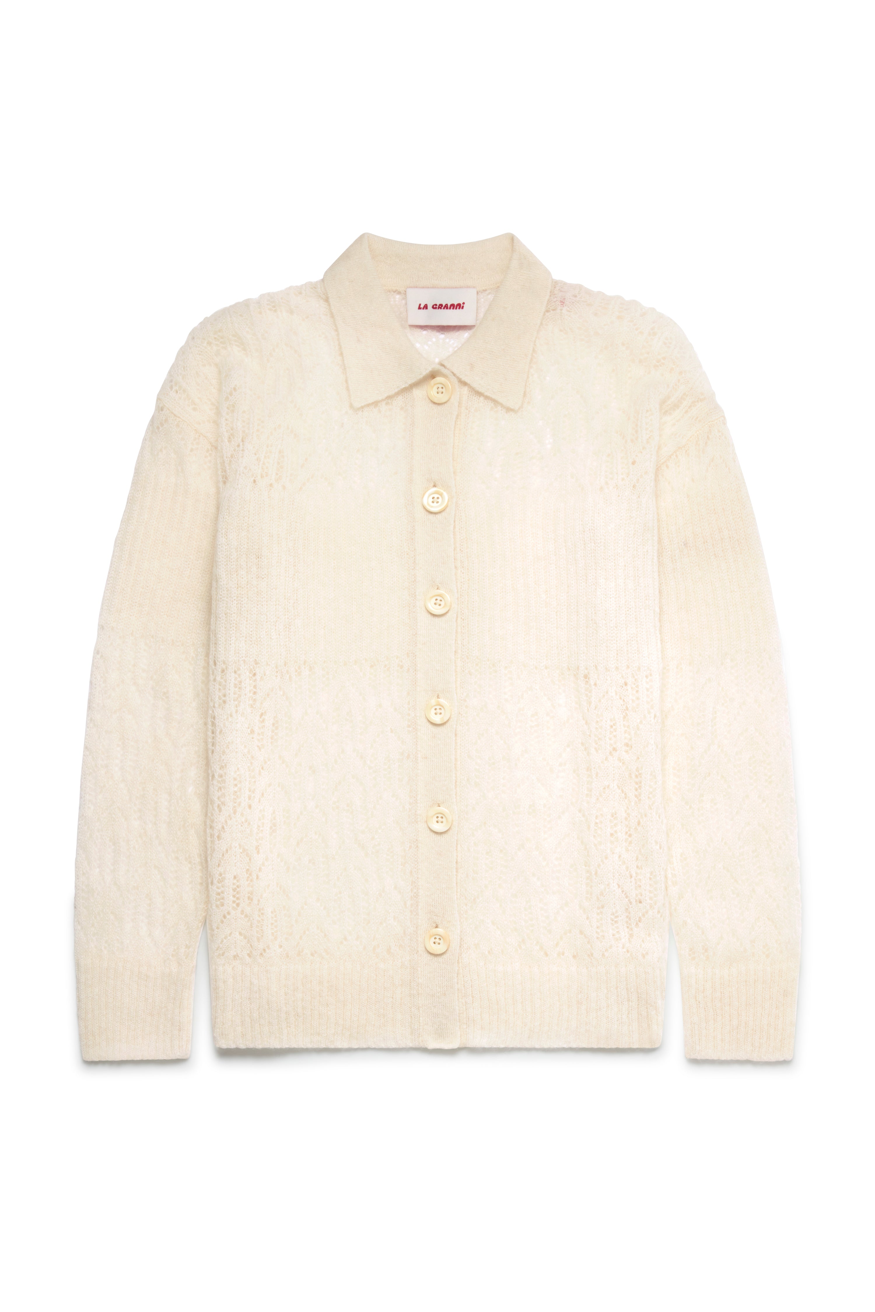 Aranita Collared Cardigan - Cream
