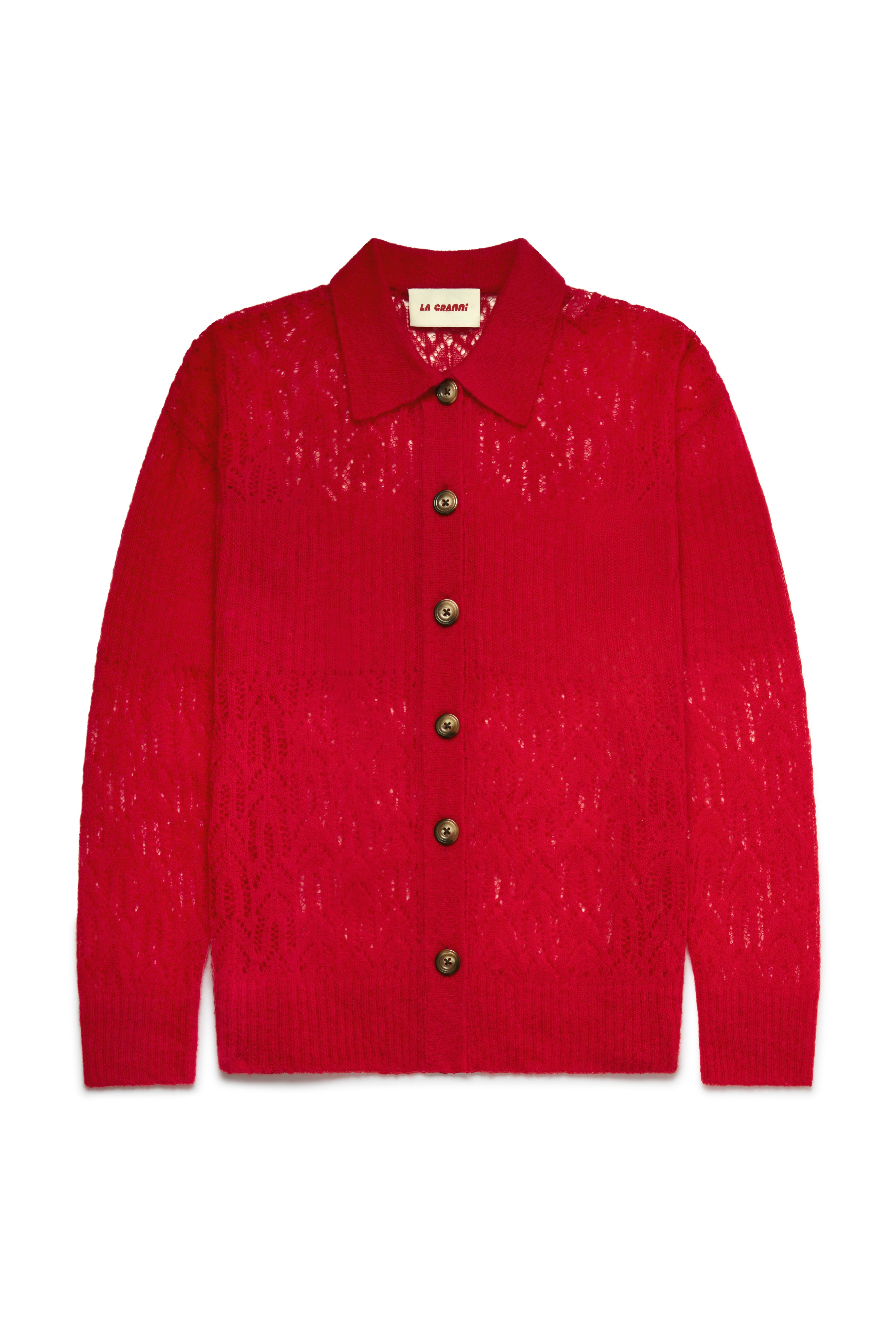 Aranita Collared Cardigan - Red