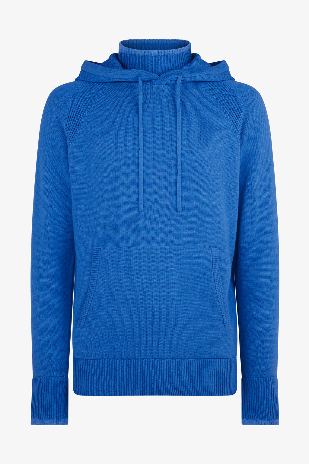 Knitted Roll Neck Hoodie - Light Blue