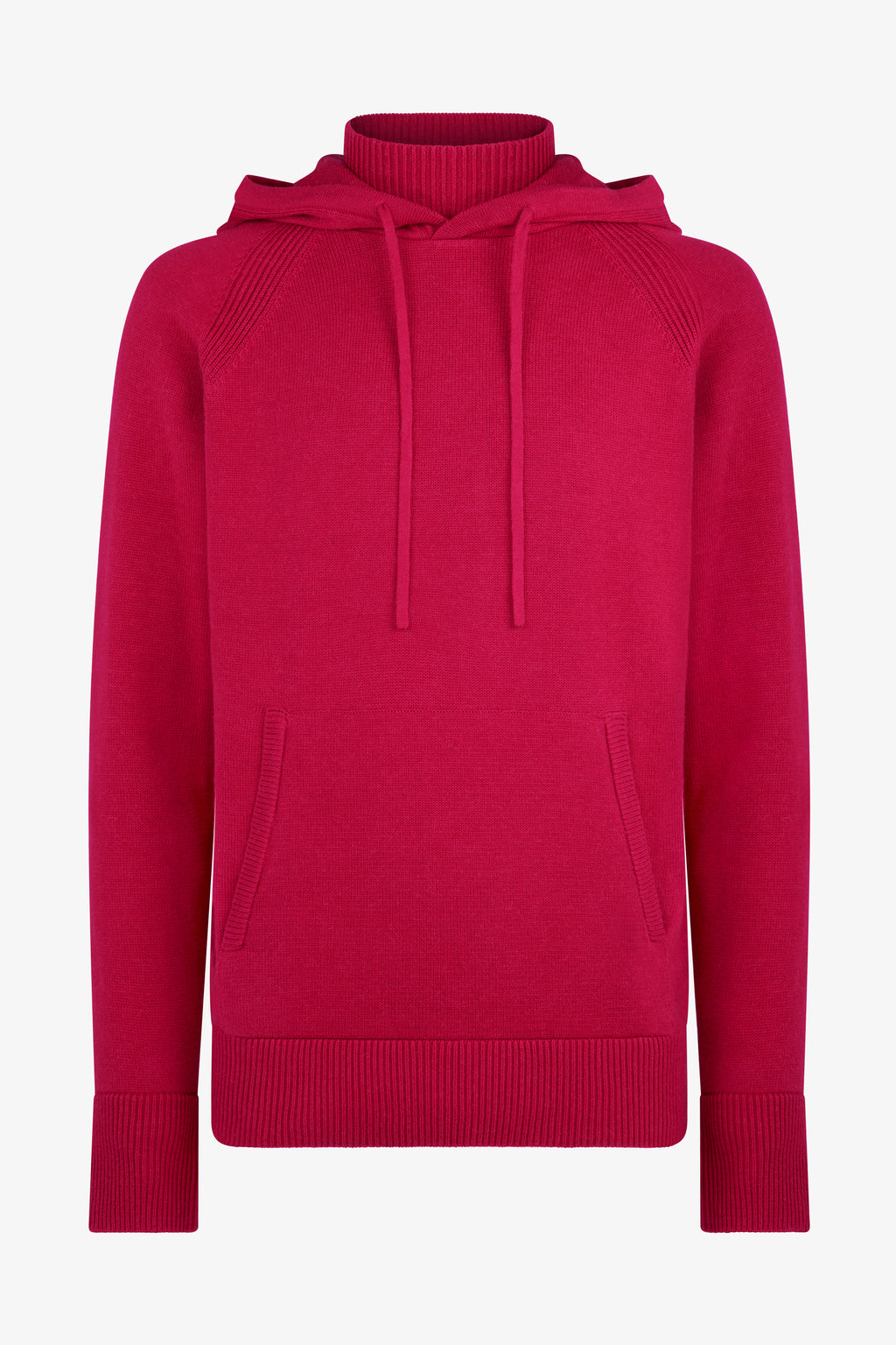Knitted Roll Neck Hoodie - Burgundy