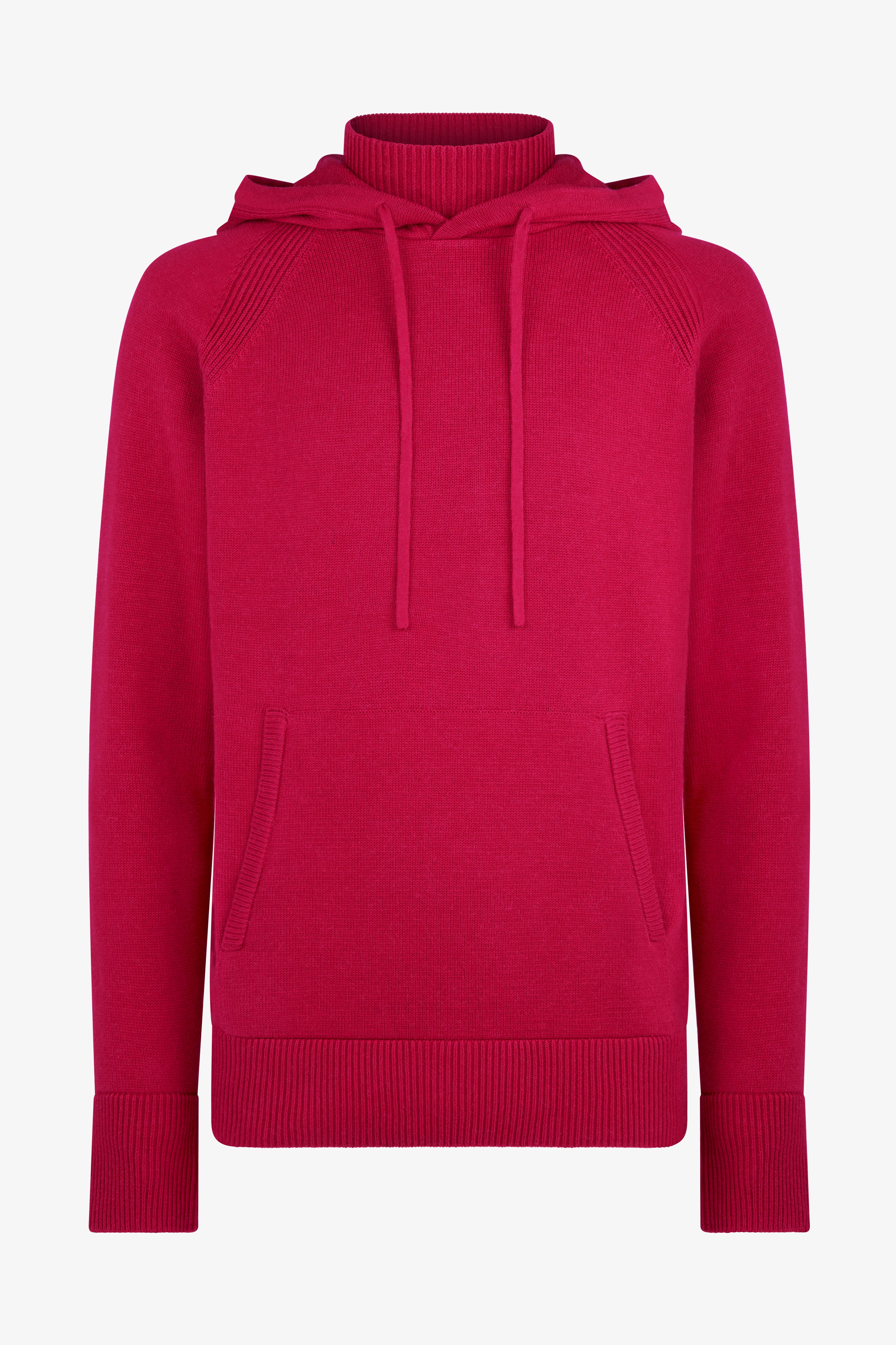Knitted Roll Neck Hoodie - Burgundy