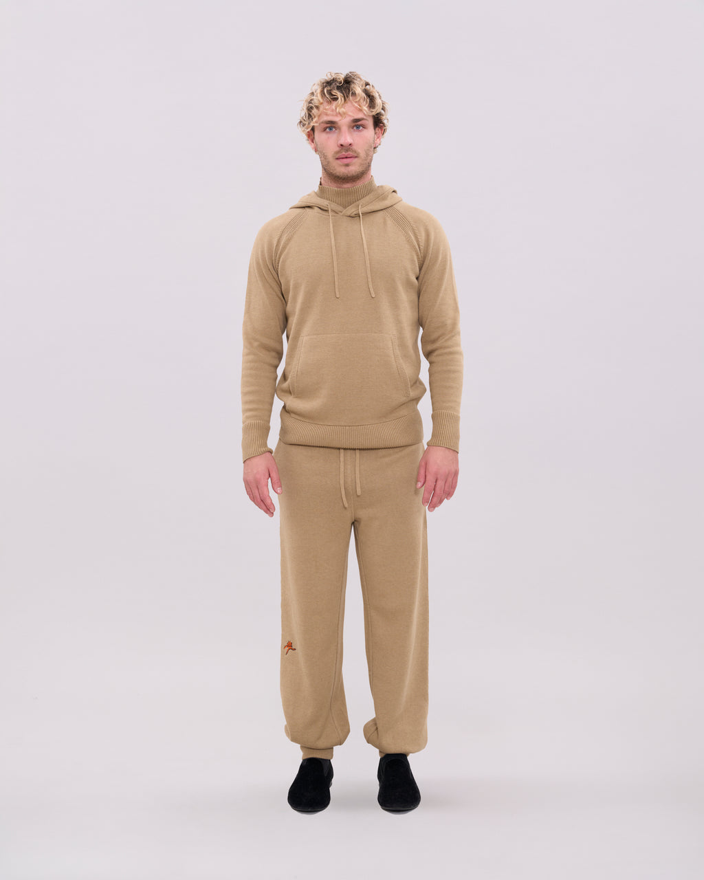 Knitted Rollneck Hoodie - Beige