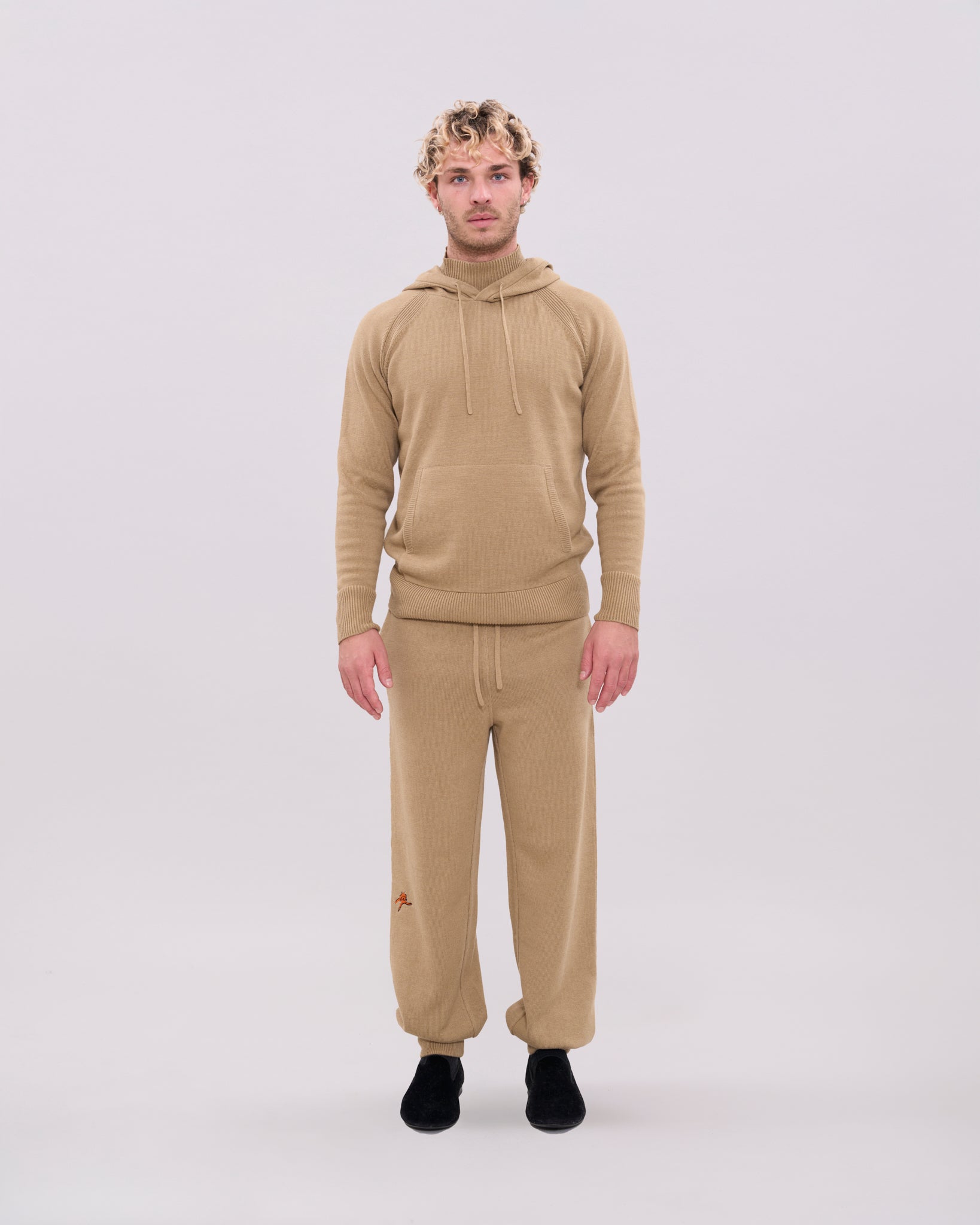 Knitted Rollneck Hoodie - Beige