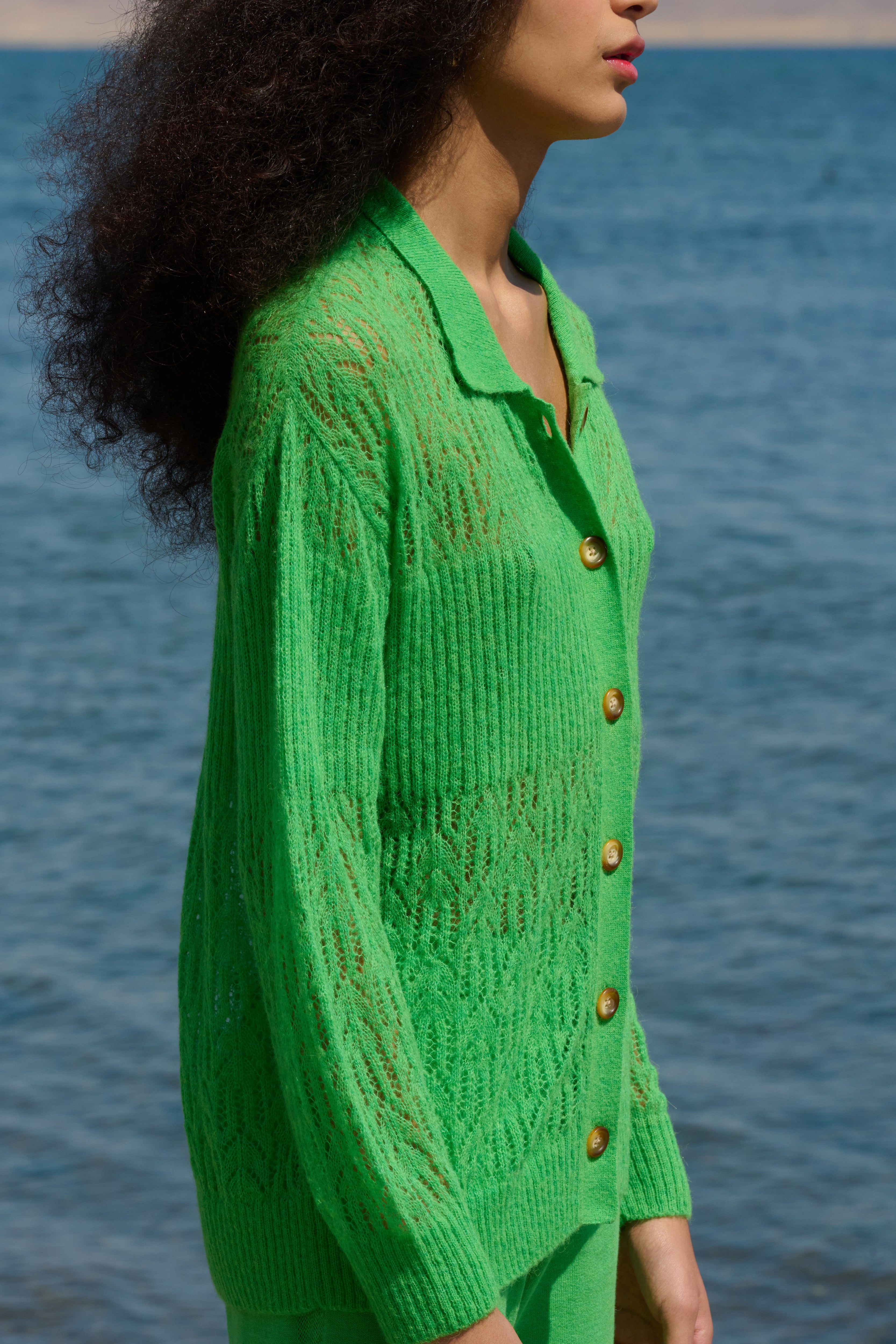 Arañita Collared Cardigan - Green