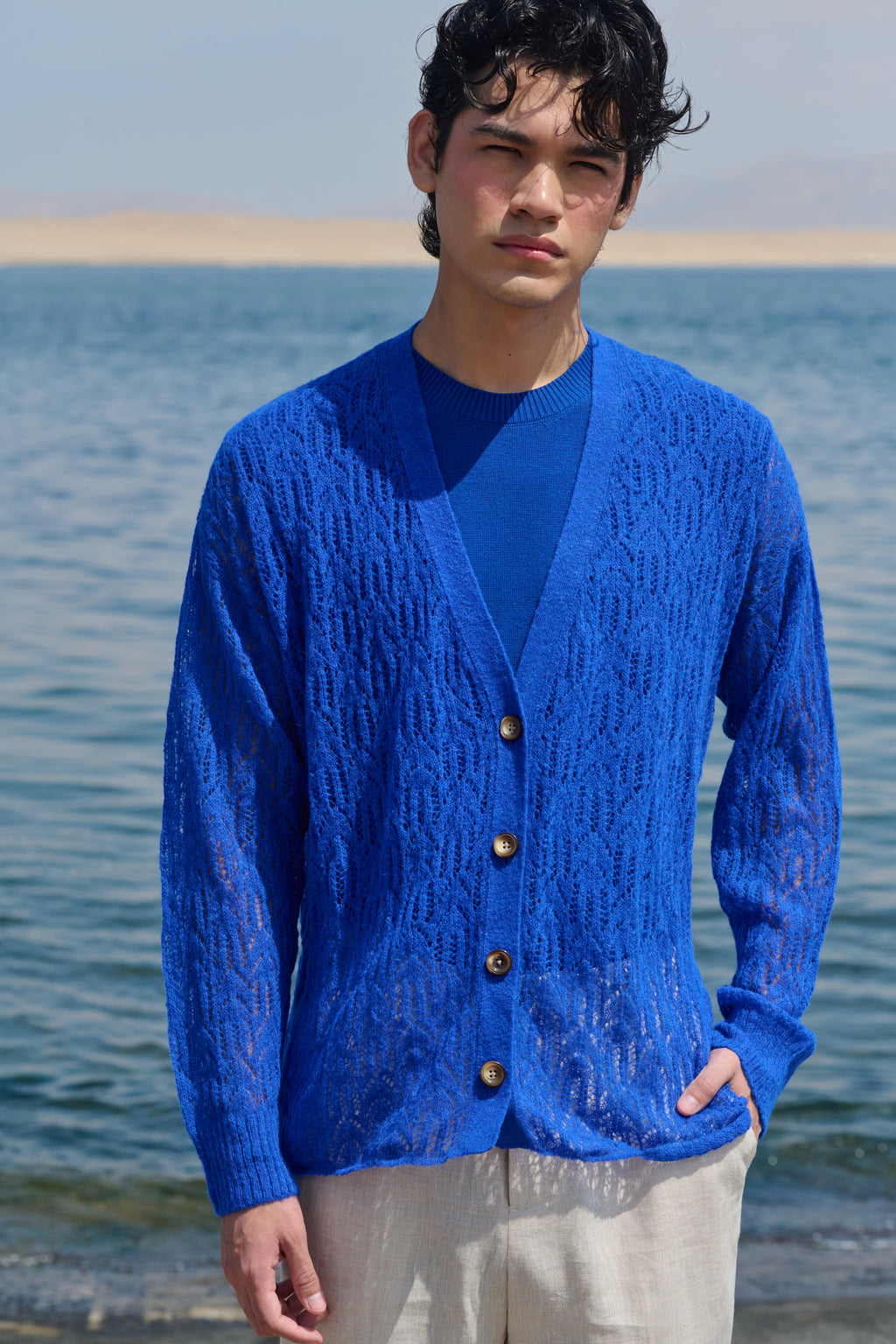 Arañita V Neck Cardigan - Blue