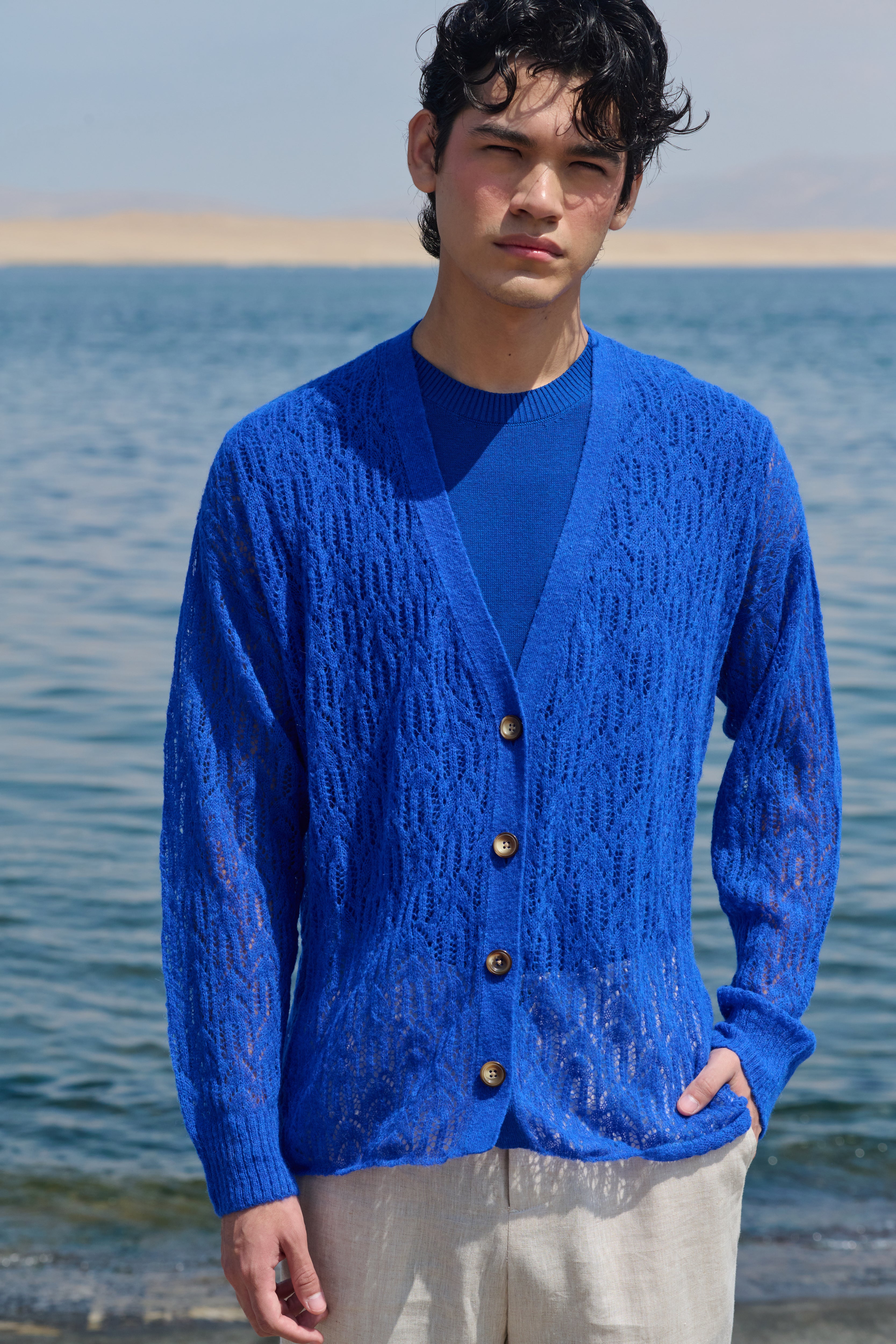 Arañita V Neck Cardigan - Blue