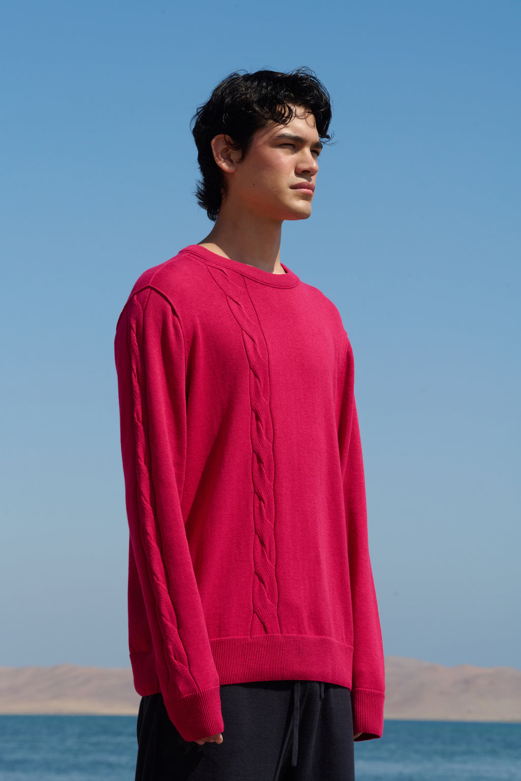 Cable Crewneck - Frambuesa Pink