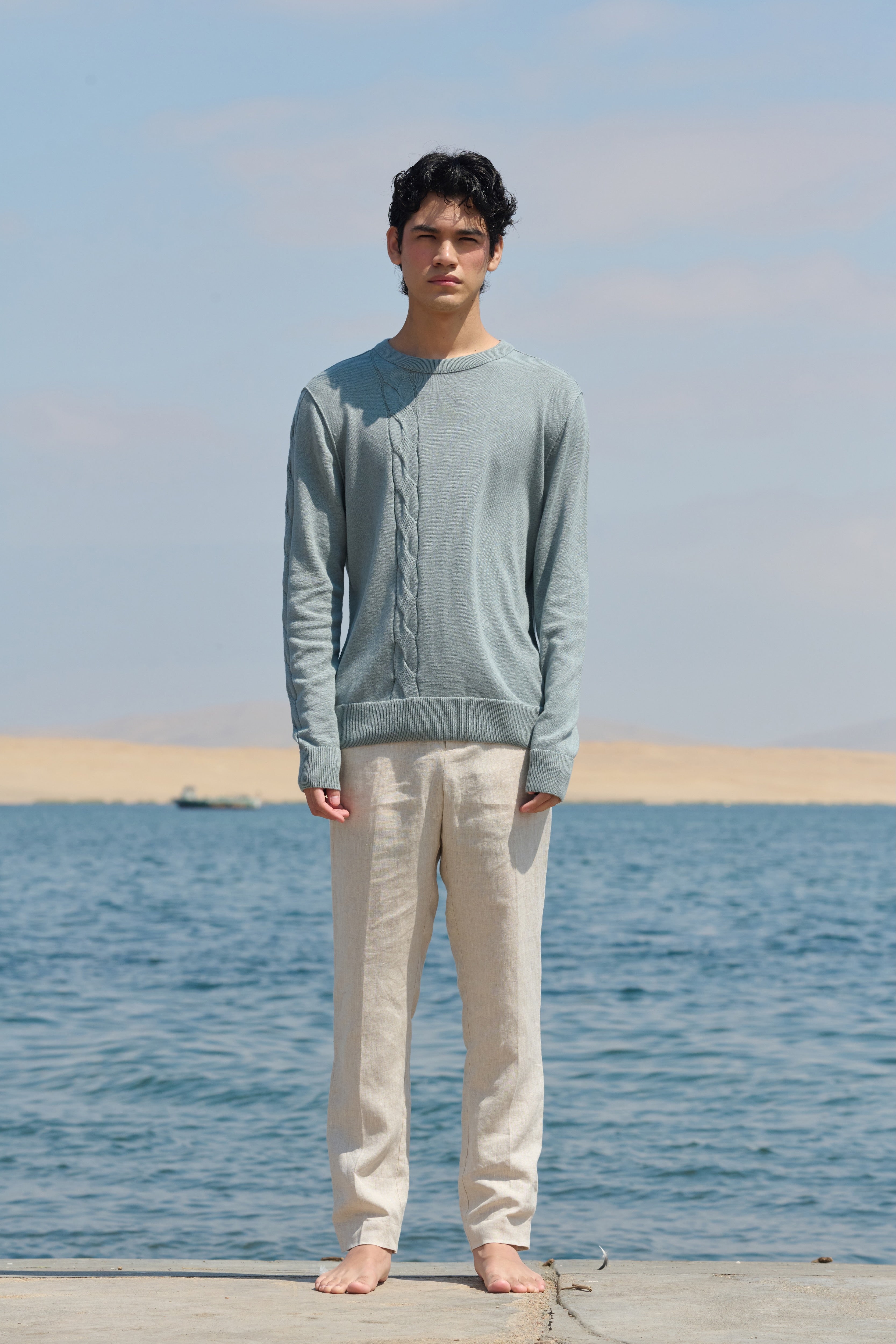 Cable Crewneck - Grey