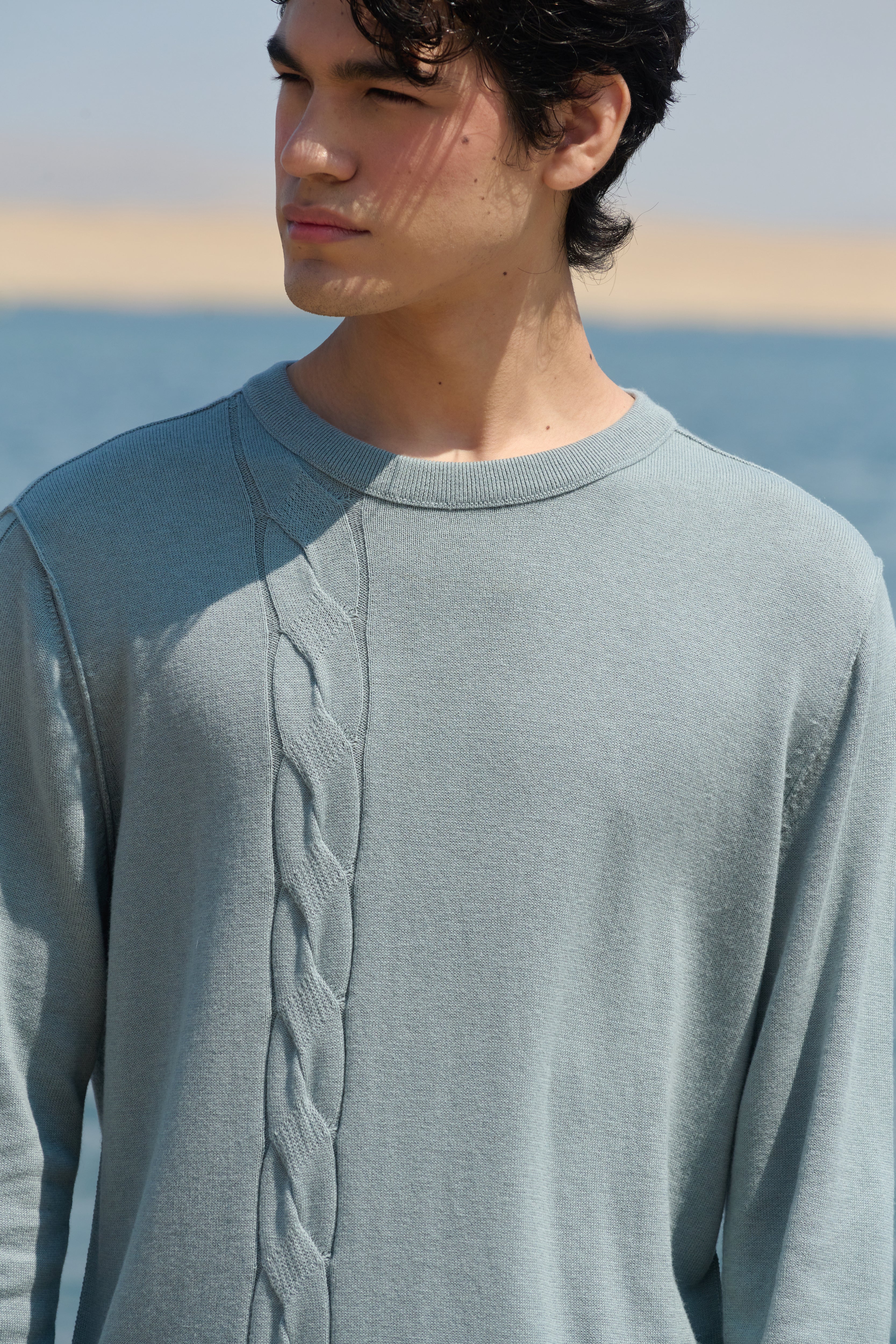 Cable Crewneck - Grey