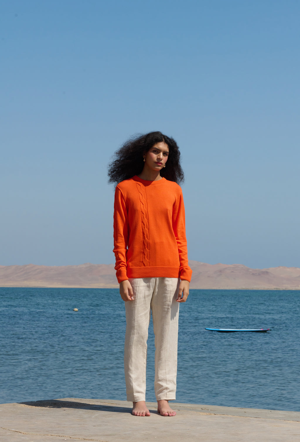 Cable Crewneck - Orange