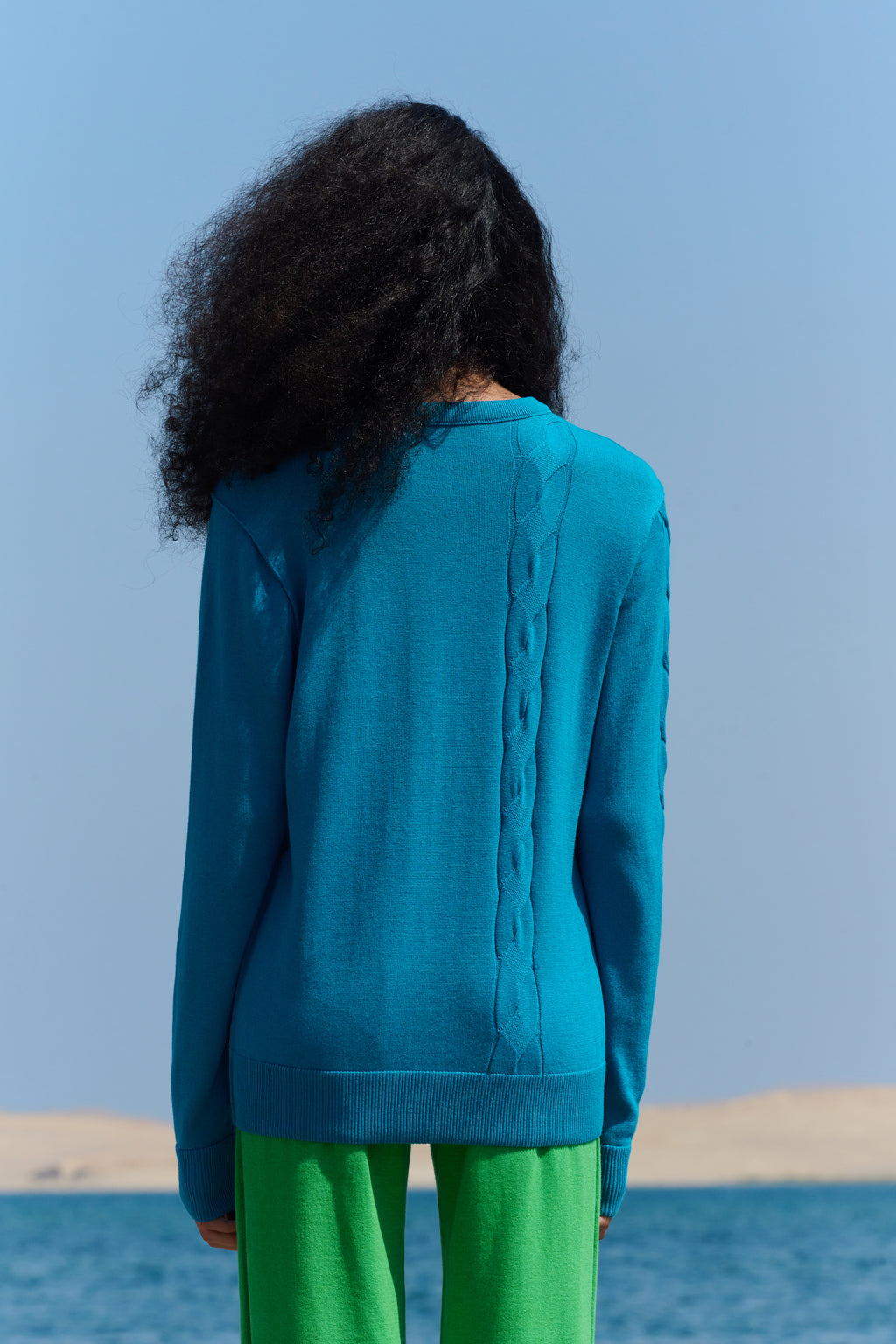 Cable Crewneck - Turquoise