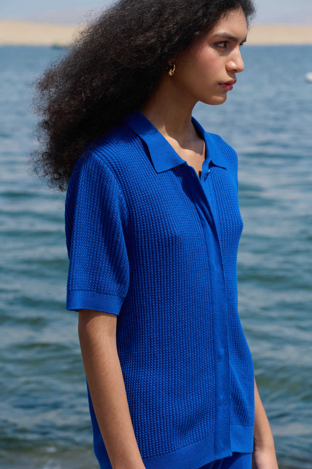 Cables Polo Shirt - Blue