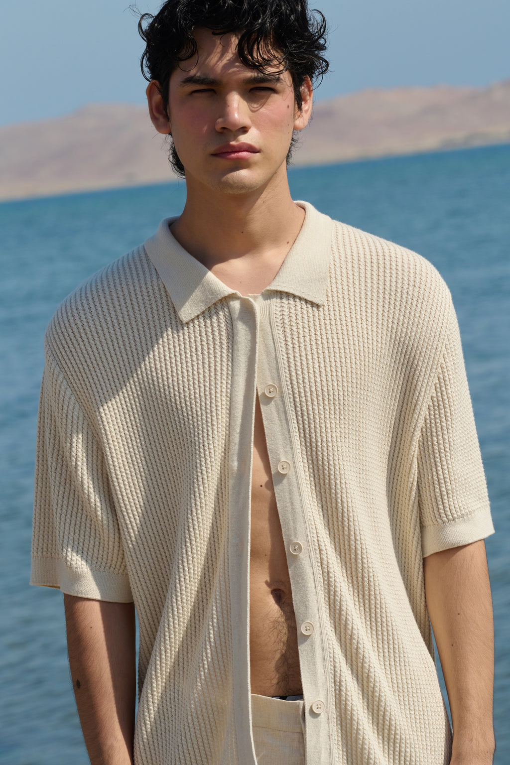 Cables Polo Shirt - Cream