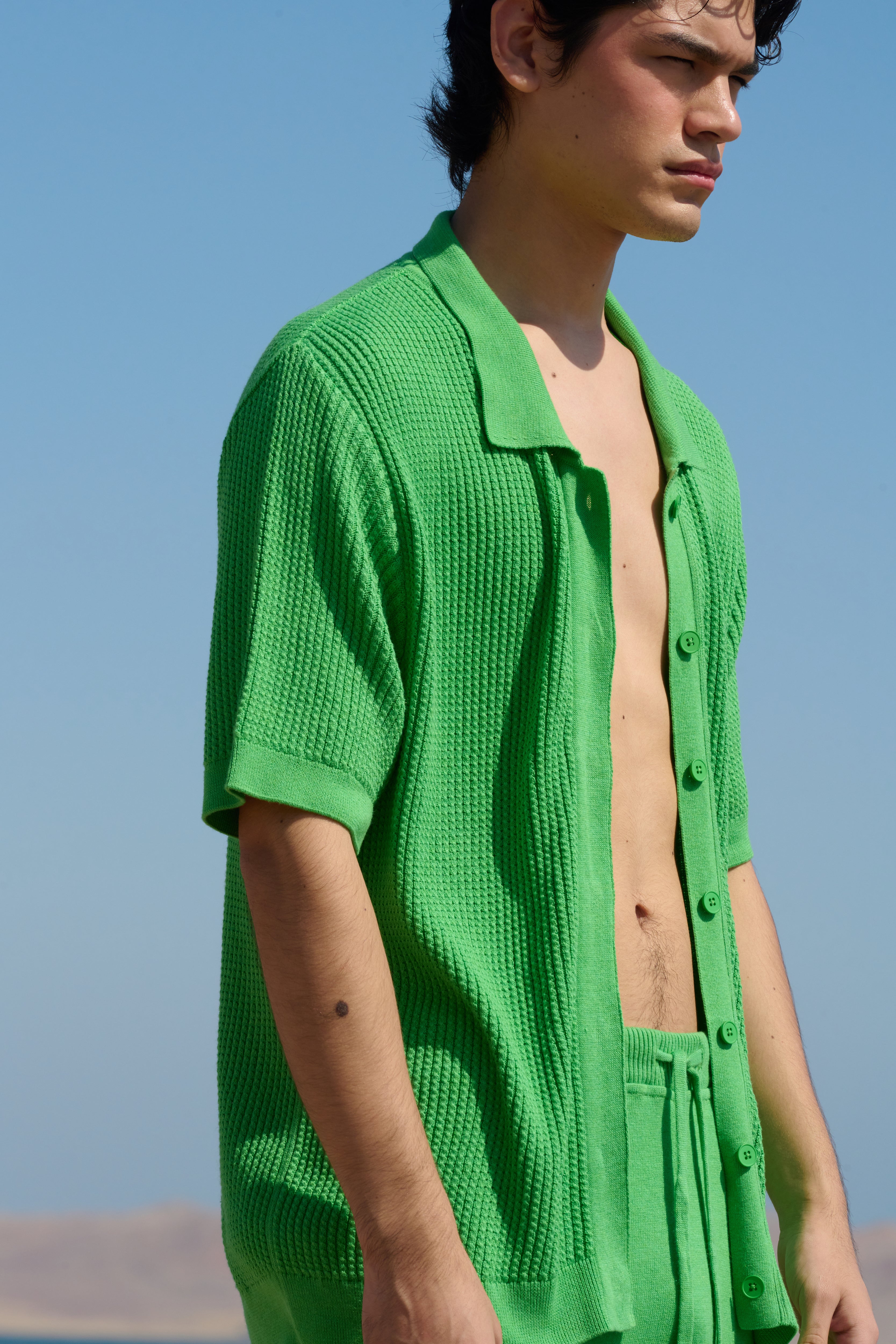 Cables Polo Shirt - Green