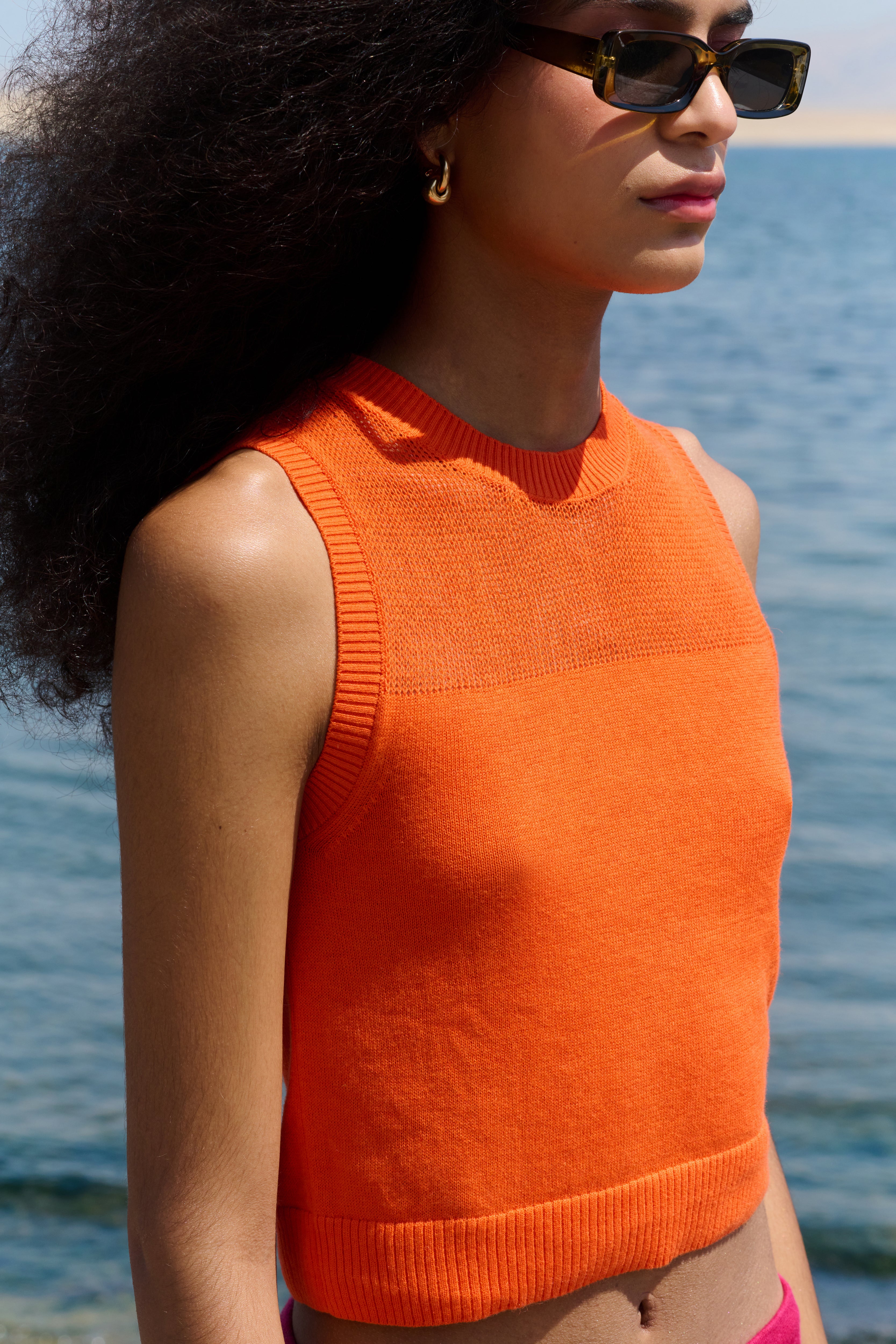 LA G Cropped Vest - Orange