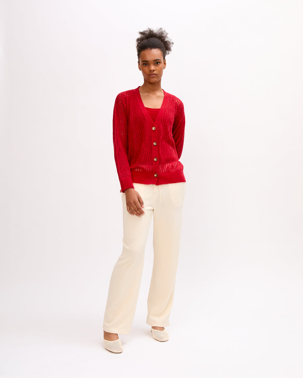 Arañita V Neck Cardigan - Red