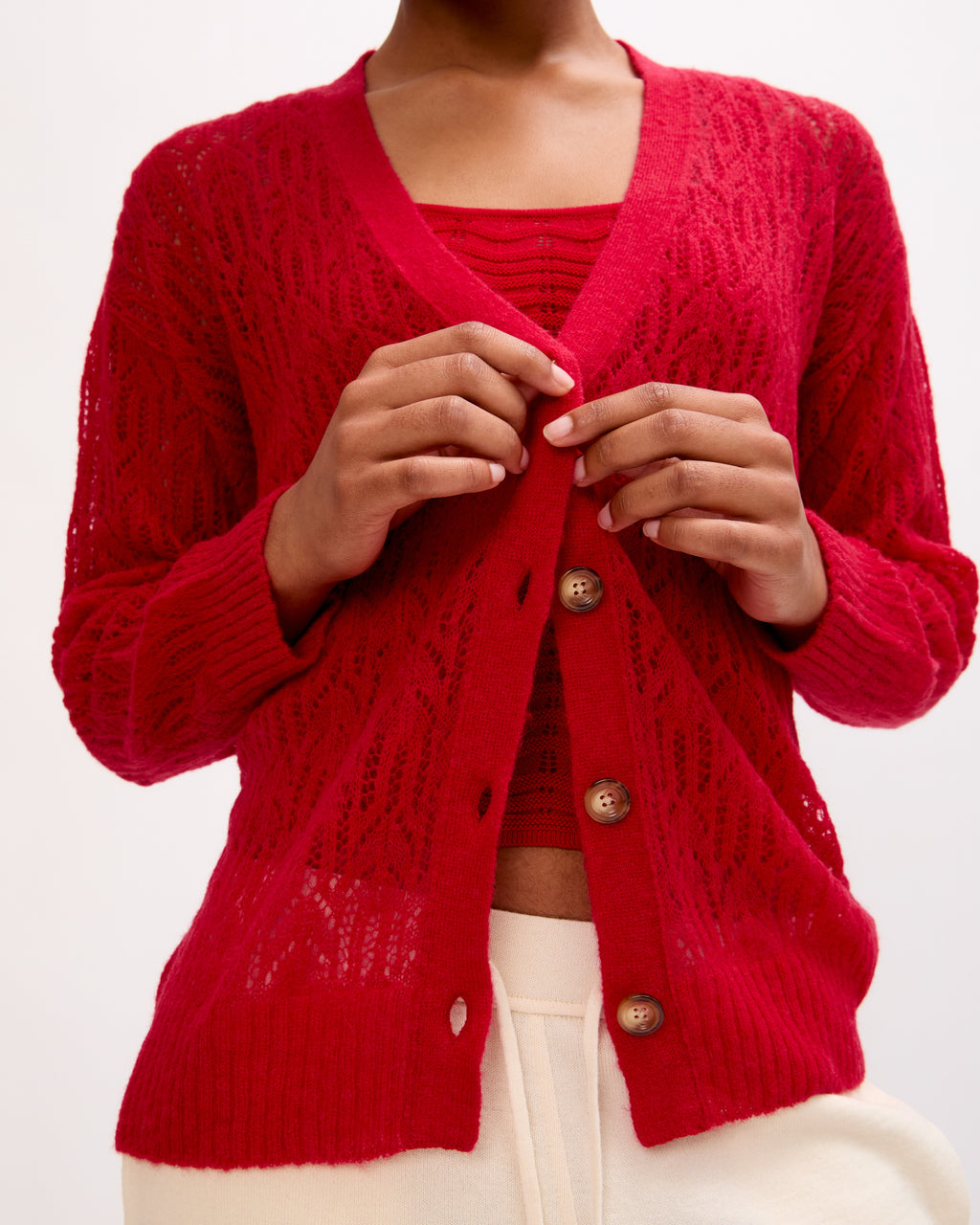 Arañita V Neck Cardigan - Red