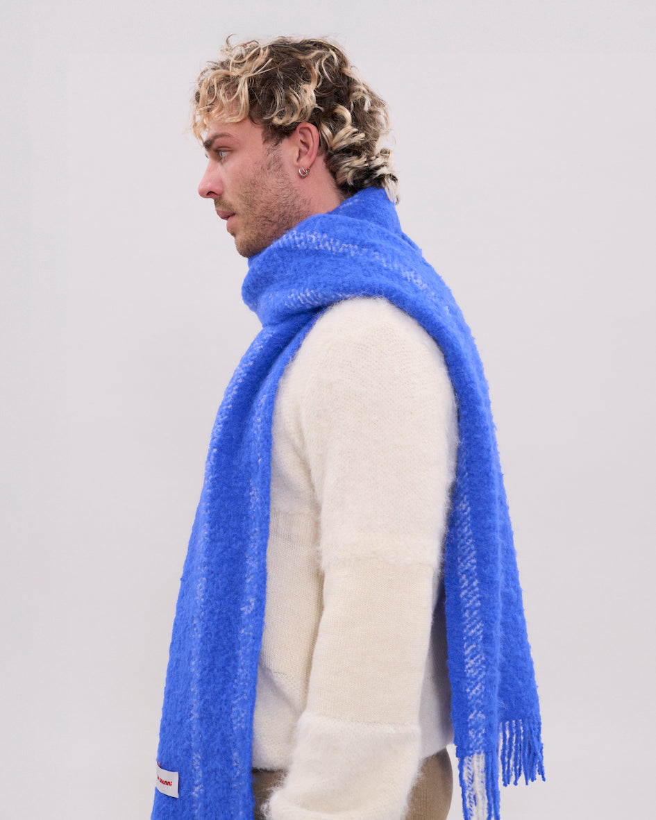 Oversized Scarf - Blue & Cream