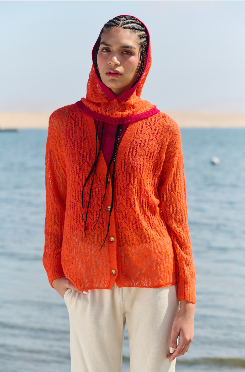 Arañita V Neck Cardigan - Orange
