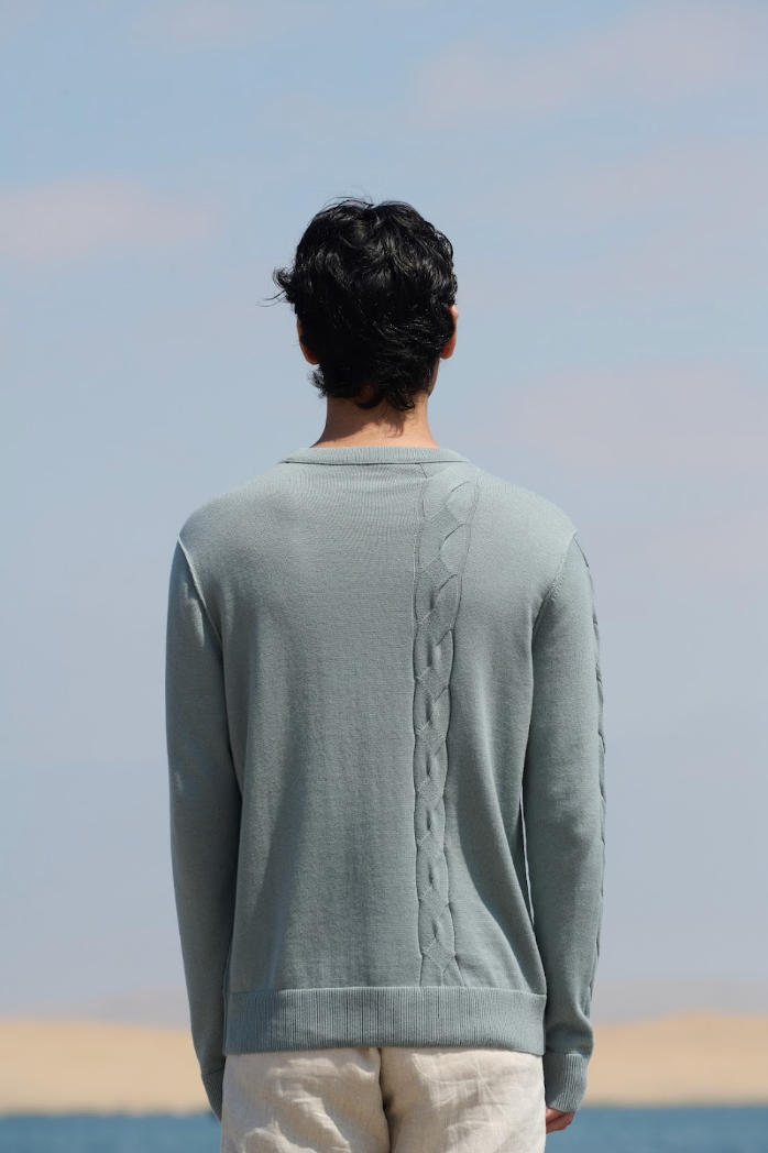Cable Crewneck - Grey