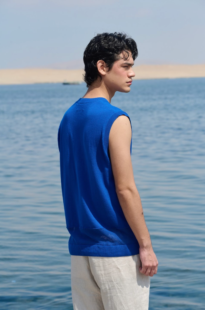 LA G Men's Knit Vest - Blue