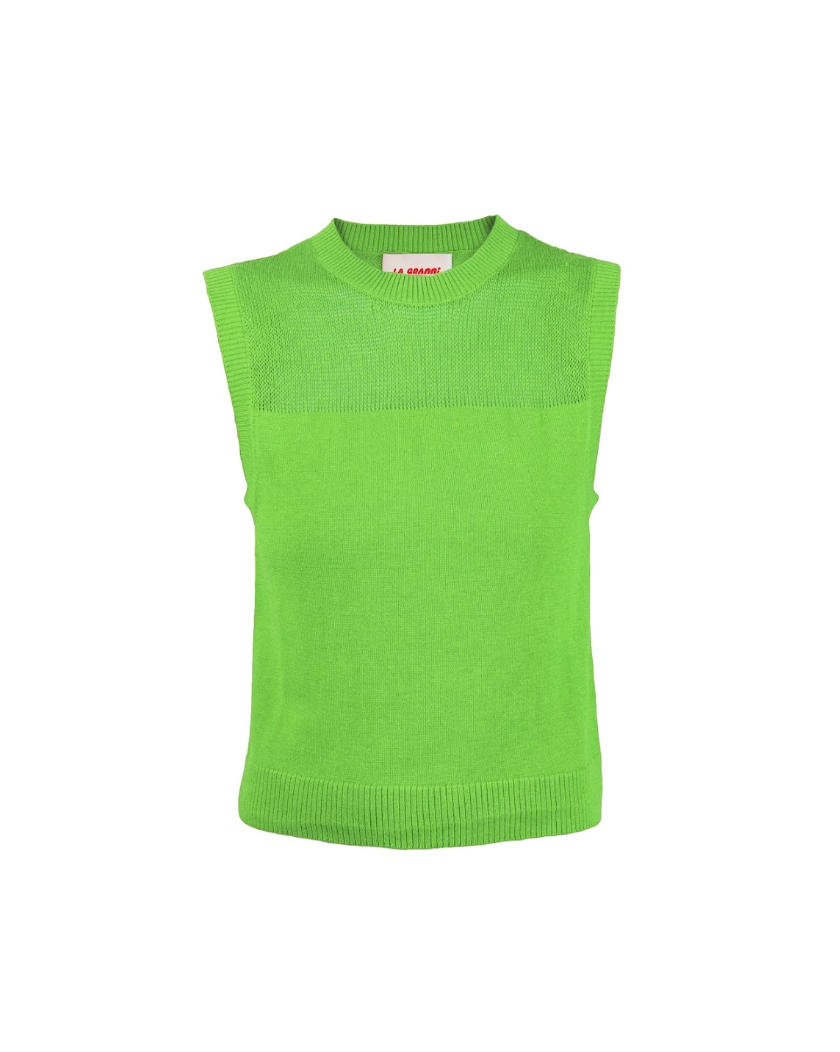 LA G Cropped Vest - Lime Green