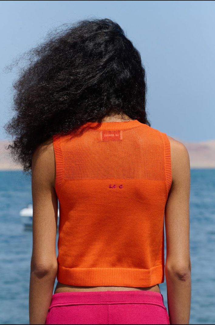 LA G Cropped Vest - Orange