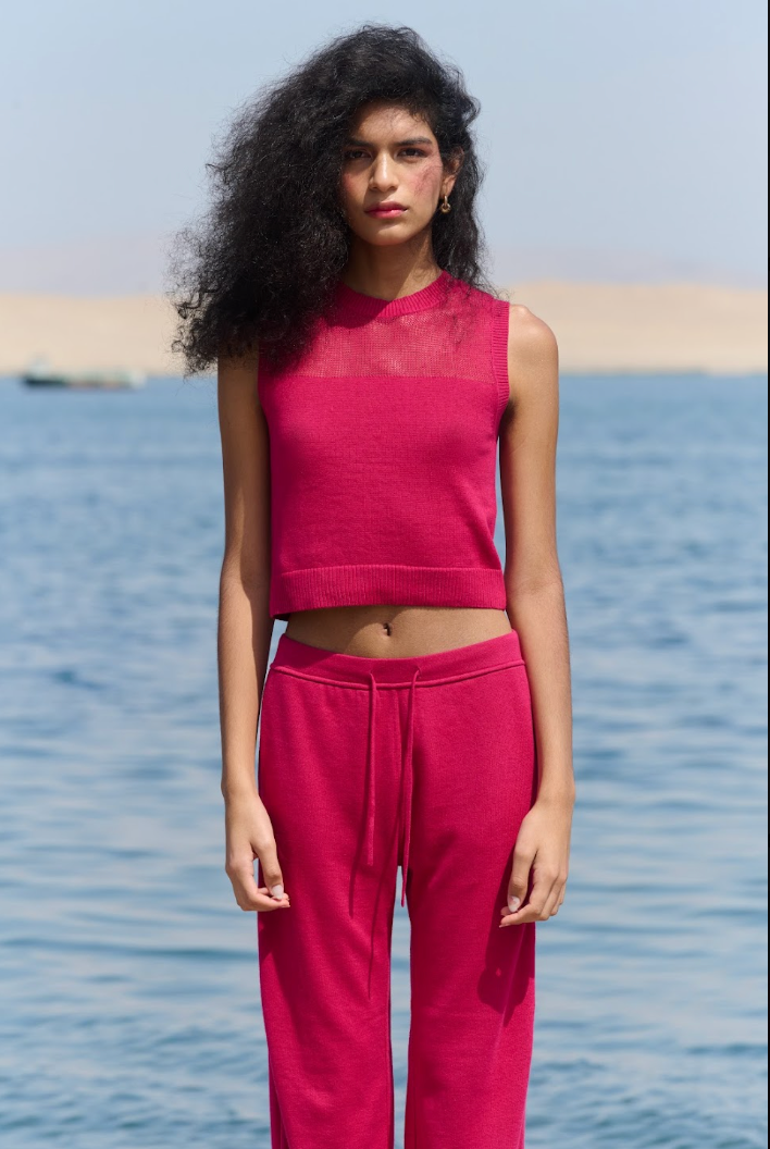 LA G Cropped Vest - Frambuesa Pink