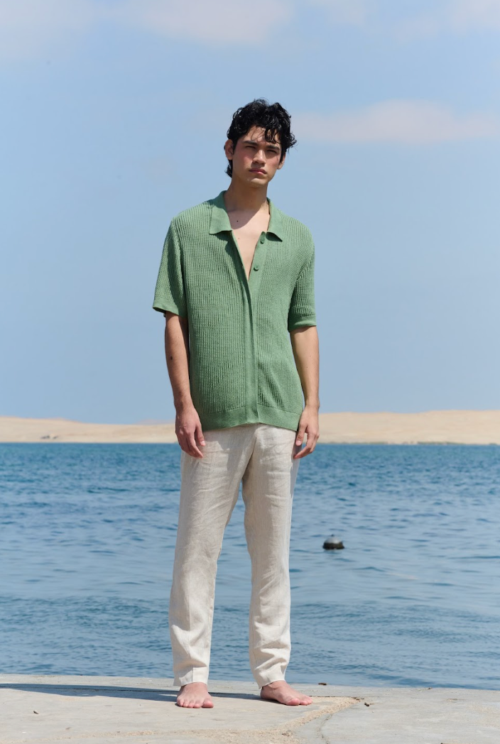 Cables Polo Shirt - Khaki