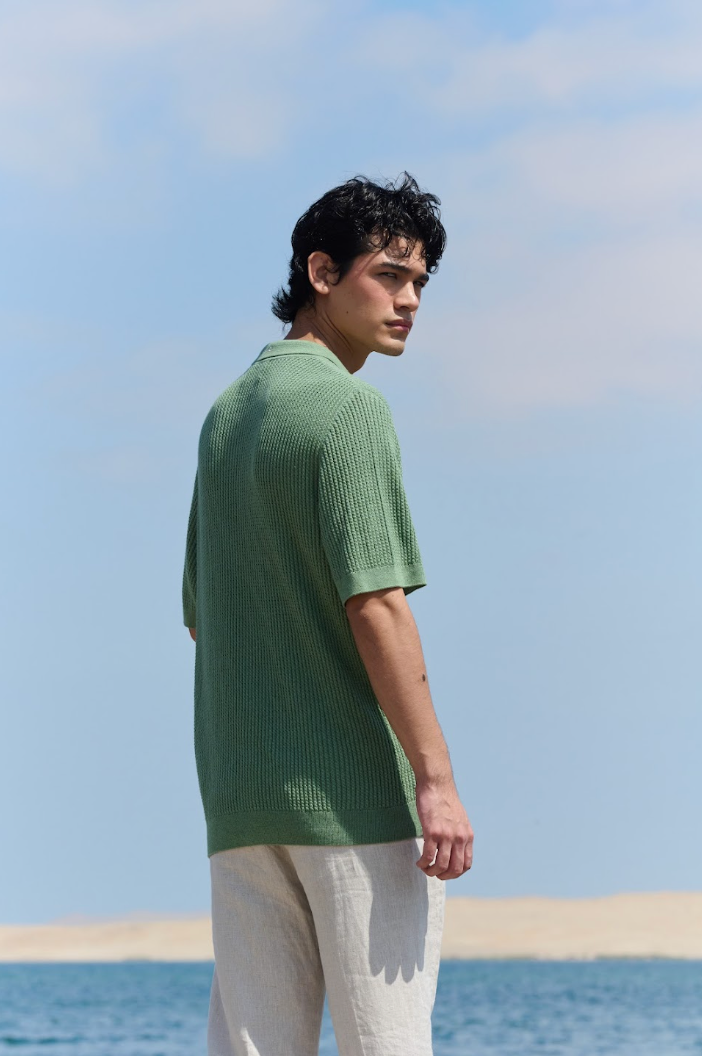 Cables Polo Shirt - Khaki