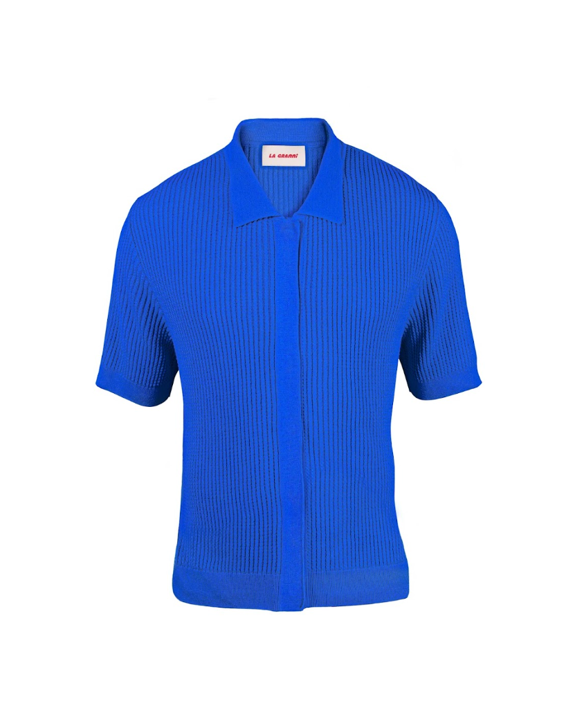 Cables Polo Shirt - Blue