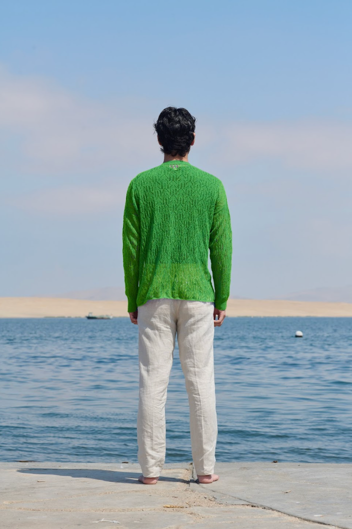 Arañita V Neck Cardigan - Green