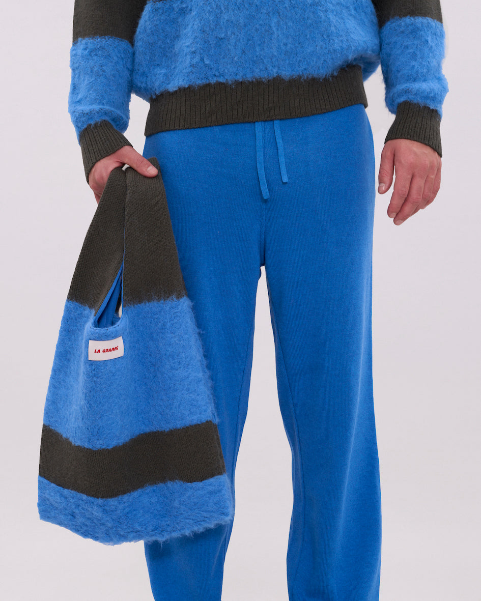 Fluffy Tote - Grey & Blue