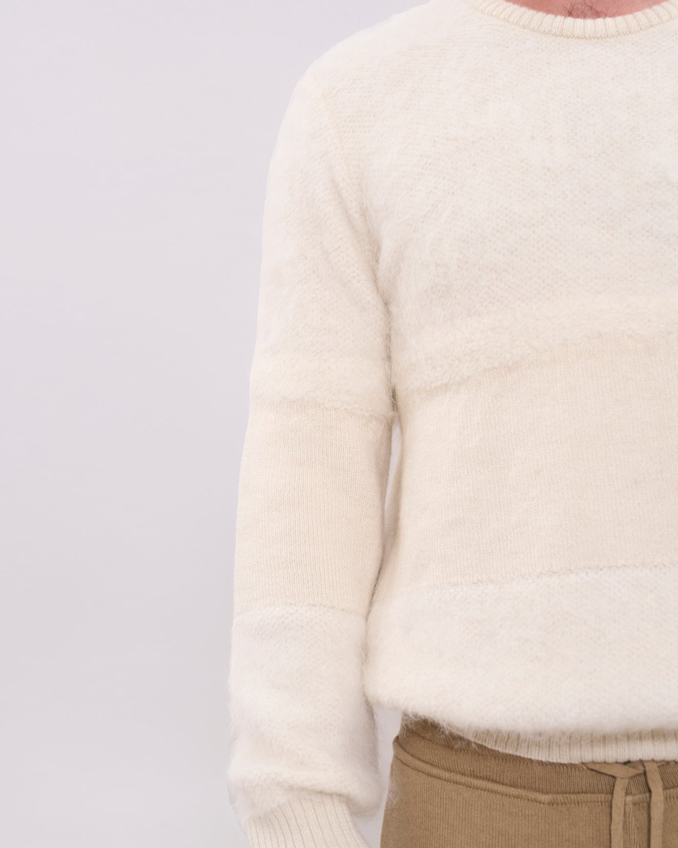 Two Tone Crewneck - Cream
