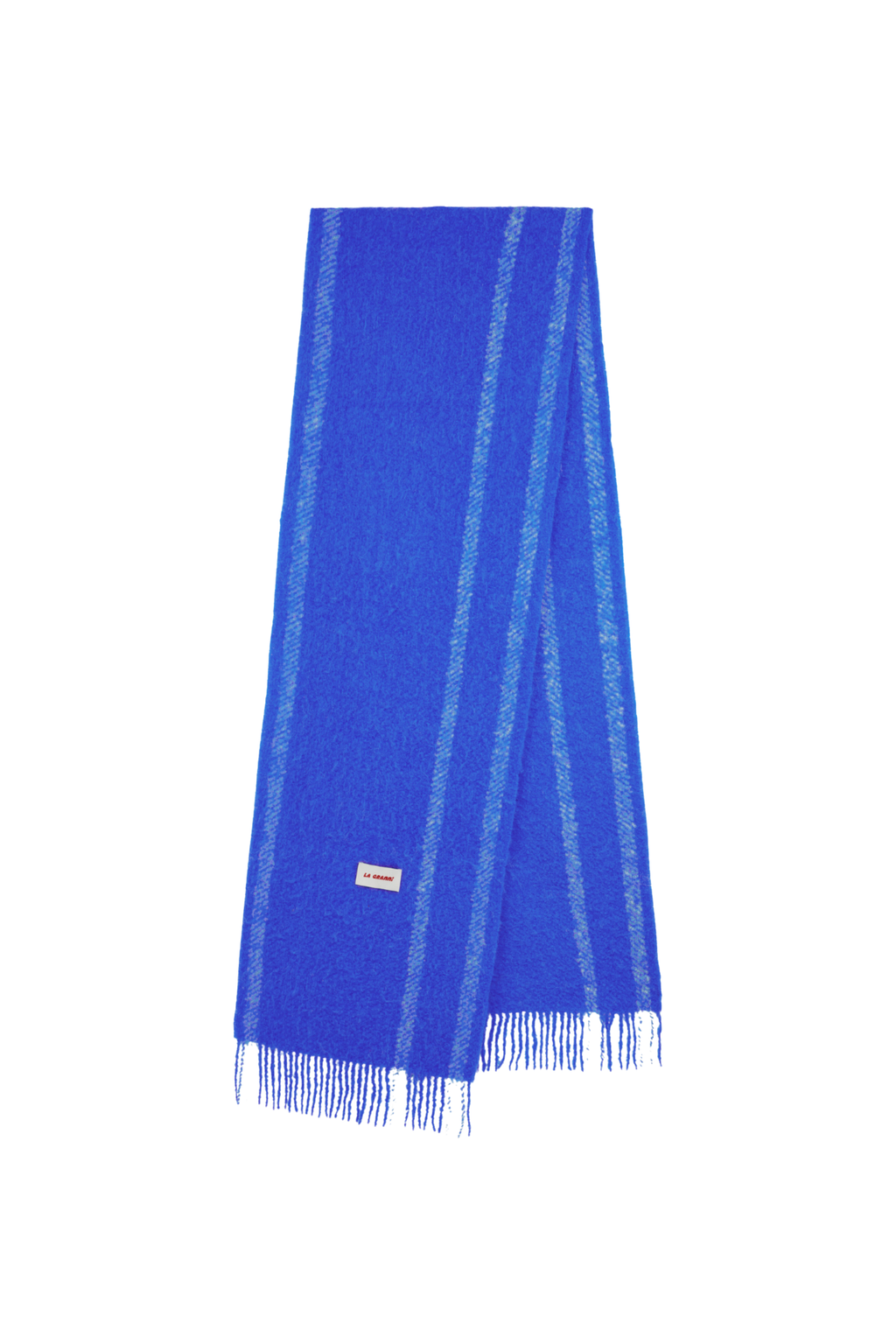 Oversized Alpaca Scarf - Blue & Cream
