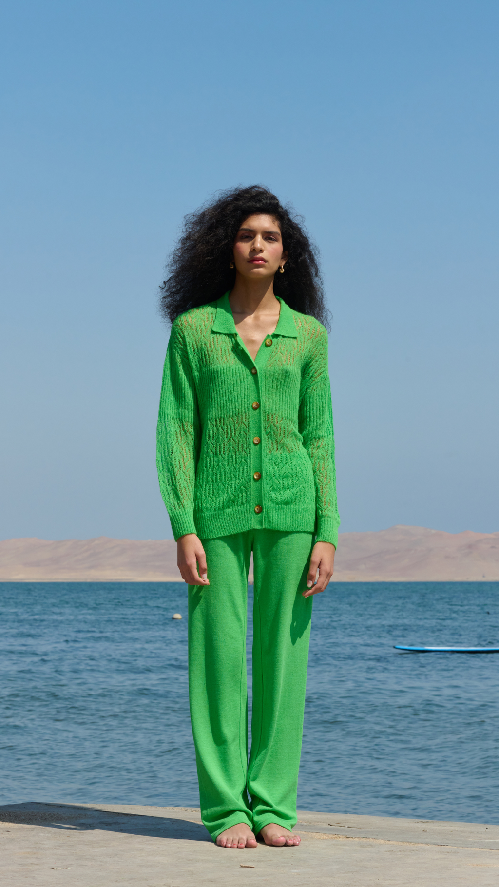 Arañita Collared Cardigan - Green