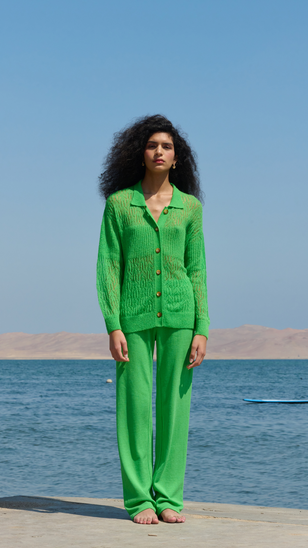 Arañita Collared Cardigan - Green
