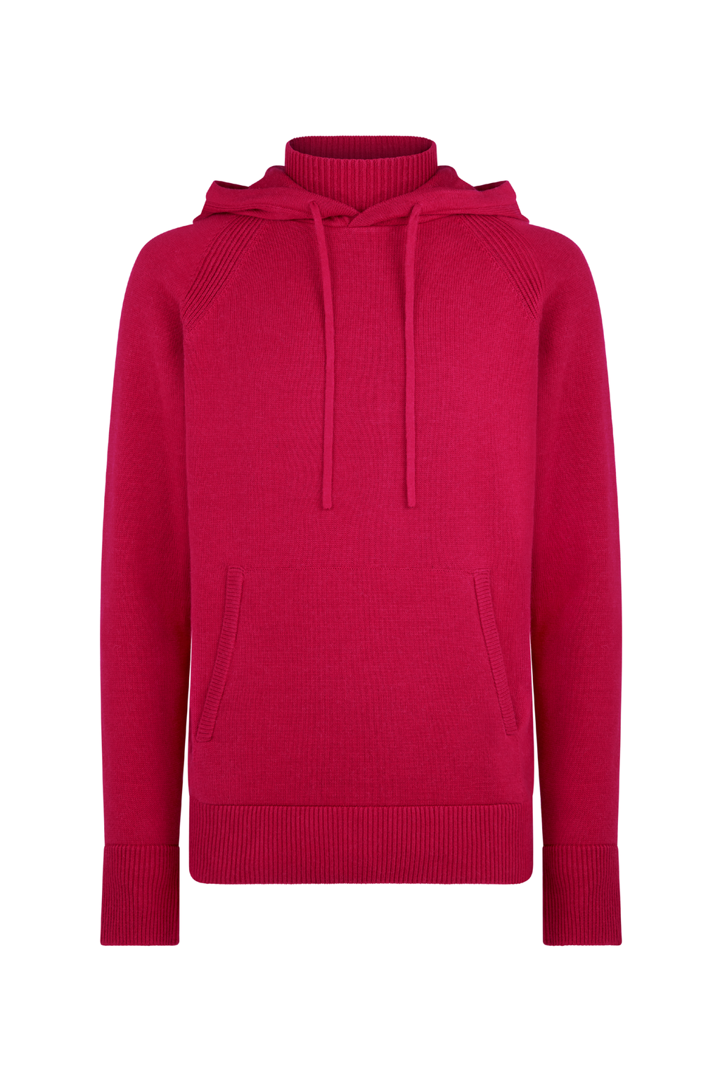 Knitted Roll Neck Hoodie - Burgundy