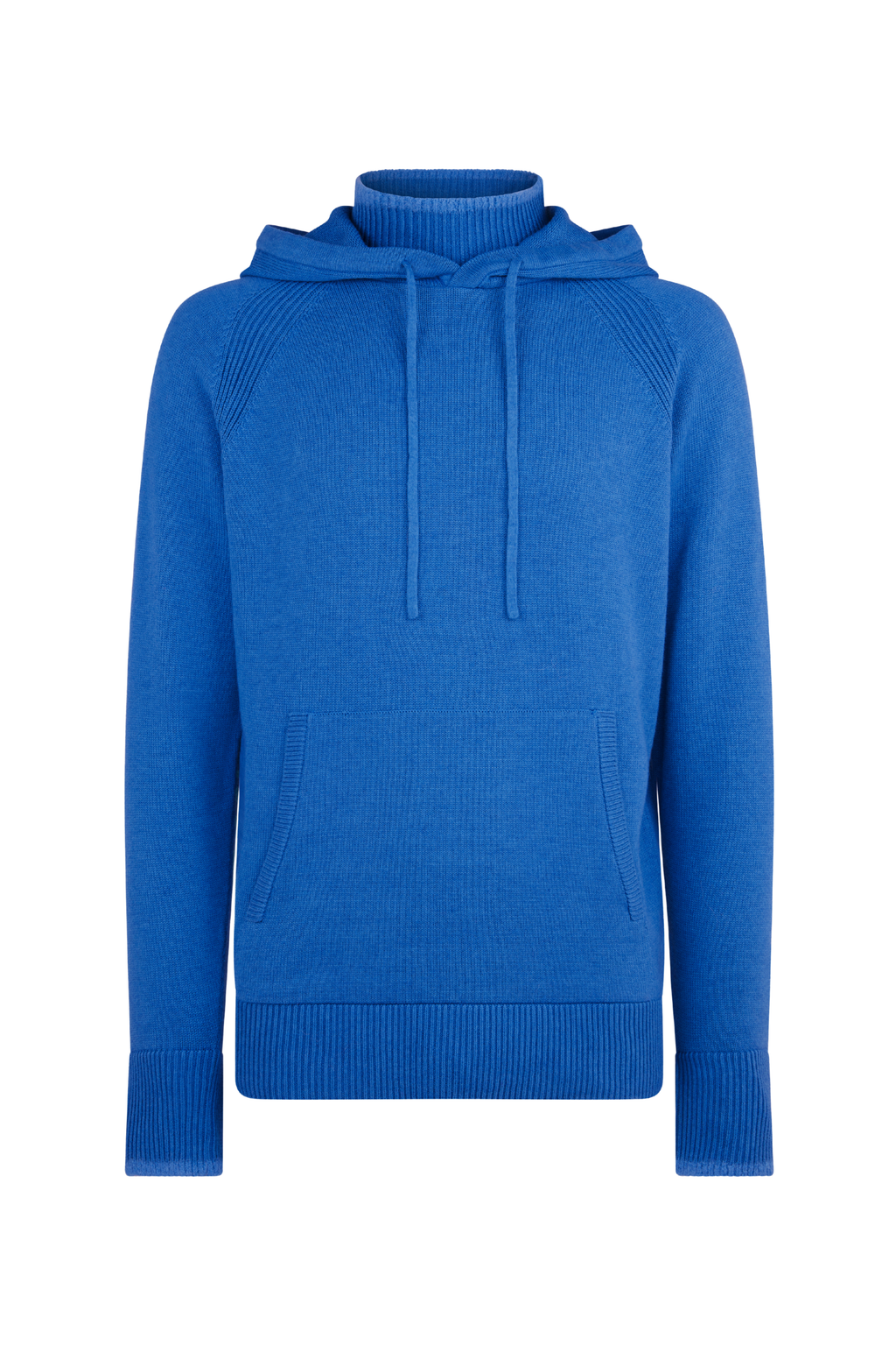 Knitted Roll Neck Hoodie - Light Blue