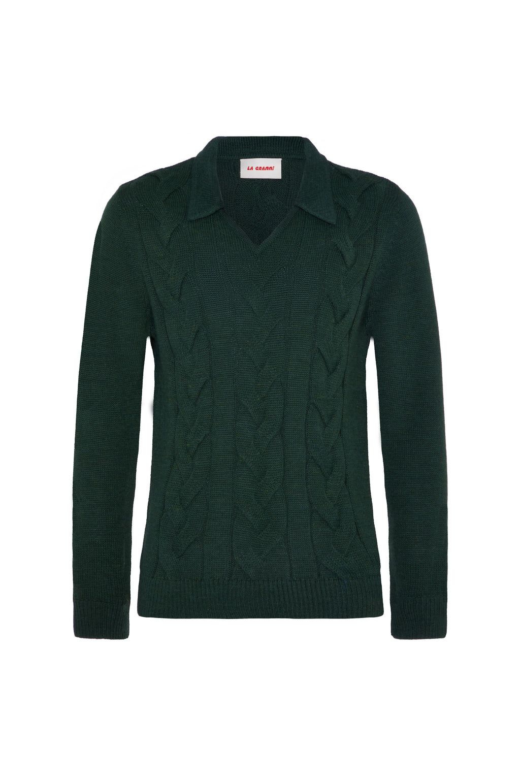 Cables V Neck Jumper - Dark Green