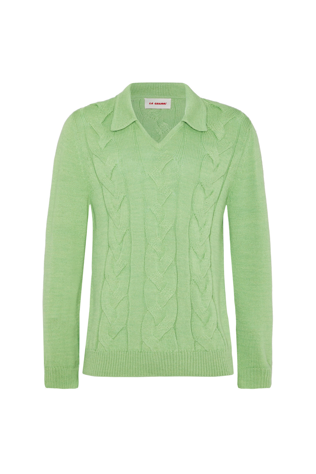 Cables V Neck Jumper - Mint